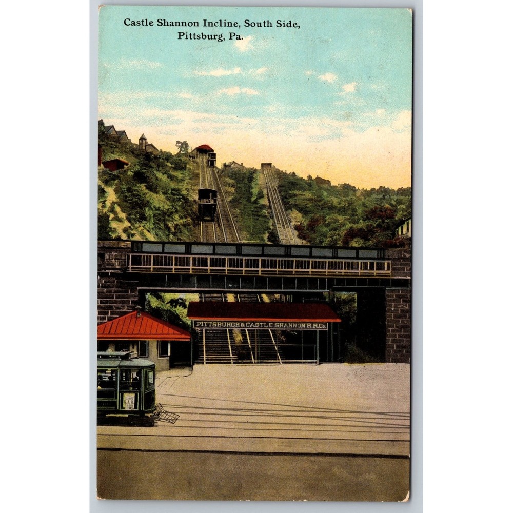 Castle Shannon Incline Pittsburgh PA c1910s Trolley Streetcar Postcard